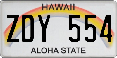 HI license plate ZDY554