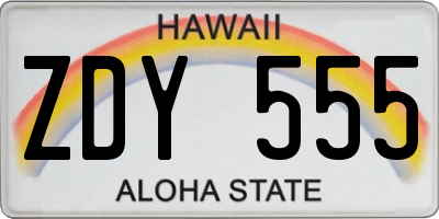 HI license plate ZDY555