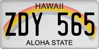 HI license plate ZDY565