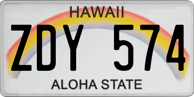 HI license plate ZDY574