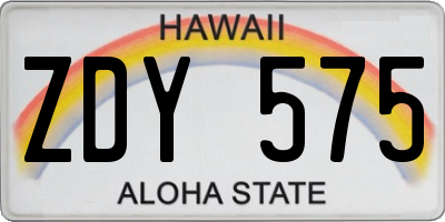 HI license plate ZDY575