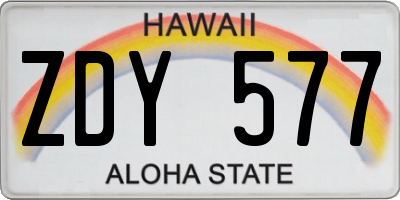 HI license plate ZDY577