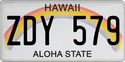 HI license plate ZDY579