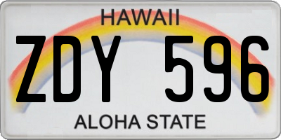 HI license plate ZDY596