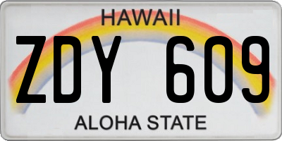 HI license plate ZDY609