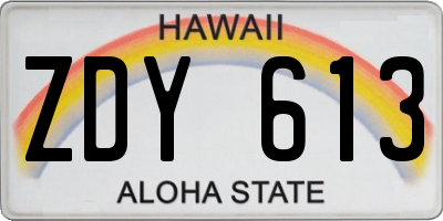 HI license plate ZDY613