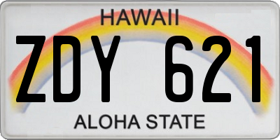 HI license plate ZDY621