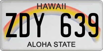 HI license plate ZDY639
