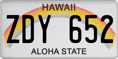 HI license plate ZDY652