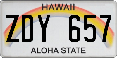 HI license plate ZDY657