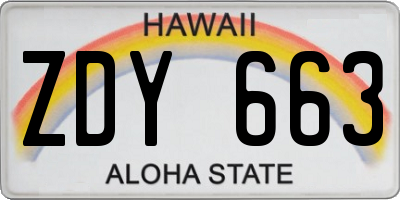 HI license plate ZDY663