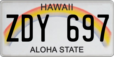 HI license plate ZDY697