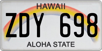 HI license plate ZDY698