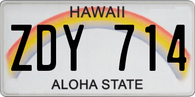 HI license plate ZDY714