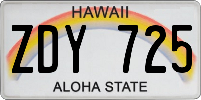 HI license plate ZDY725
