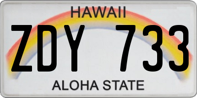 HI license plate ZDY733