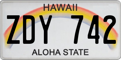 HI license plate ZDY742