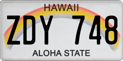 HI license plate ZDY748