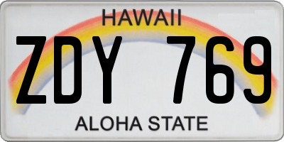HI license plate ZDY769