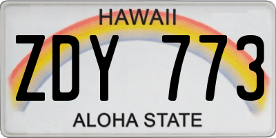 HI license plate ZDY773