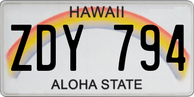 HI license plate ZDY794