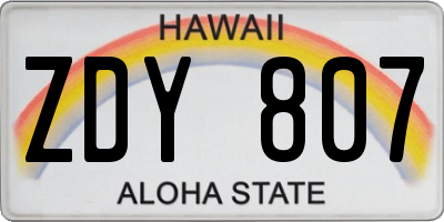 HI license plate ZDY807