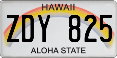 HI license plate ZDY825
