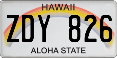 HI license plate ZDY826