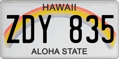 HI license plate ZDY835