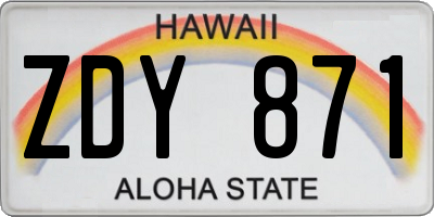 HI license plate ZDY871