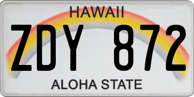 HI license plate ZDY872