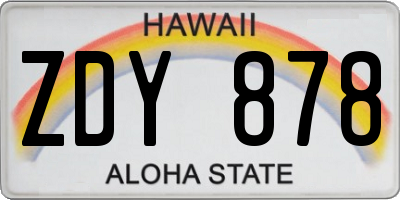 HI license plate ZDY878