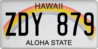HI license plate ZDY879