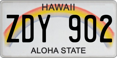 HI license plate ZDY902