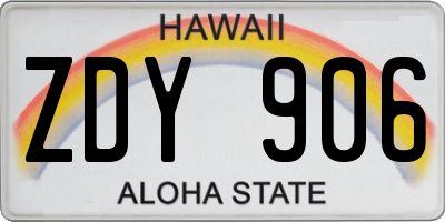 HI license plate ZDY906