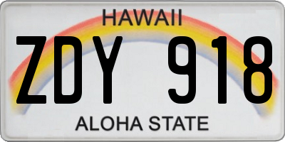 HI license plate ZDY918