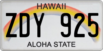 HI license plate ZDY925