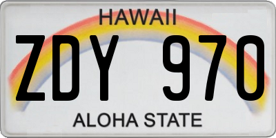 HI license plate ZDY970