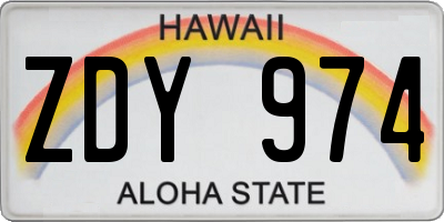 HI license plate ZDY974