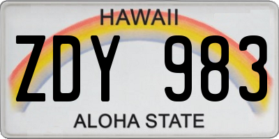 HI license plate ZDY983
