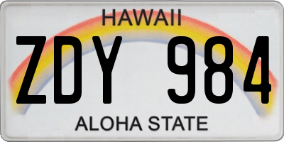 HI license plate ZDY984