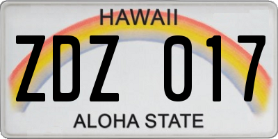 HI license plate ZDZ017