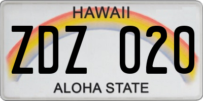 HI license plate ZDZ020