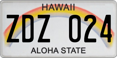 HI license plate ZDZ024