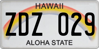 HI license plate ZDZ029