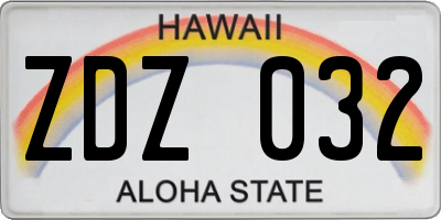HI license plate ZDZ032