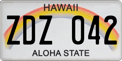 HI license plate ZDZ042