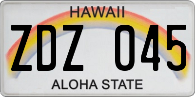 HI license plate ZDZ045