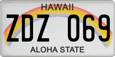 HI license plate ZDZ069