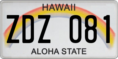 HI license plate ZDZ081